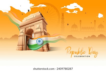 Happy Day Background Design Vector Illustration, Indian Republic Day Celebration Background