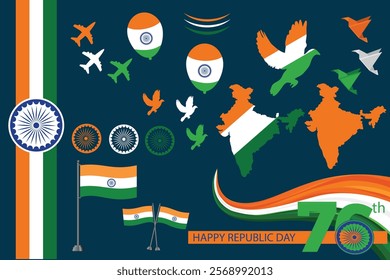 Happy Day Background Design Vector Illustration, Indian Republic Day Celebration Background