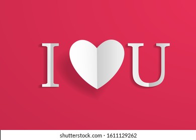 Happy Valentine’s day background for poster, banner, greeting card invitation. Paper craft heart background for holiday, made with love for your design. 14 February - love and romantic day