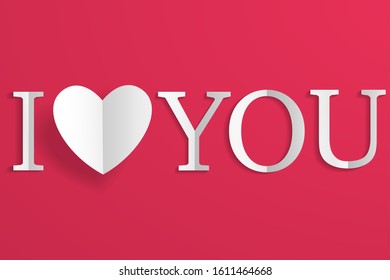 Happy Valentine’s day background for poster, banner, greeting card invitation. Paper craft heart background for holiday, made with love for your design. 14 February - love and romantic day
