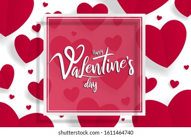 Happy Valentine’s day background for poster, banner, greeting card invitation. Paper craft heart background for holiday, made with love for your design. 14 February - love and romantic day