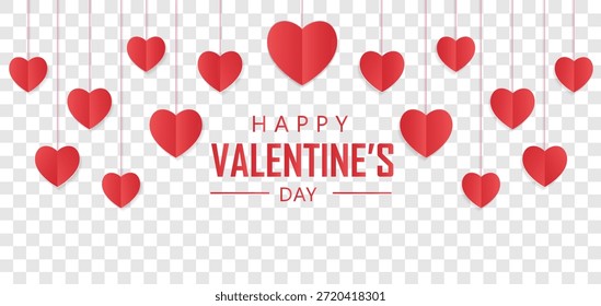 Happy Valentinstag Hintergrund mit roten hängenden Herzen der Liebe Vektorgrafik
