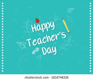 Happy Teacher’s Day banner design template on a light blue background.