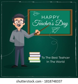 Happy Teacher’s Day banner design template. The best teacher in the world vector illustration.