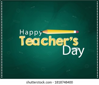 Happy Teacher’s Day banner design template on a green background.
