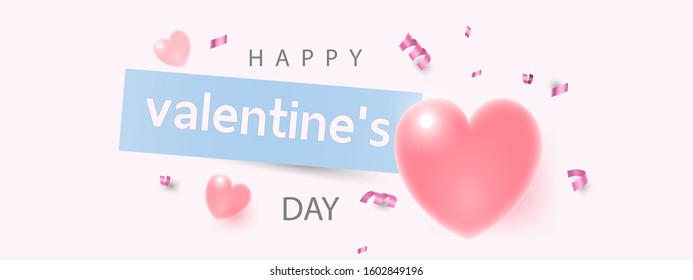 Happy Valentine’s Day banner, poster or flyer vector illustration 