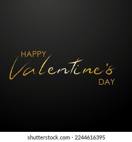 Happy Valentine’s day black vector greeting card with gold text on black background. Concept for postcard, poster, invitation, jewelry gift card