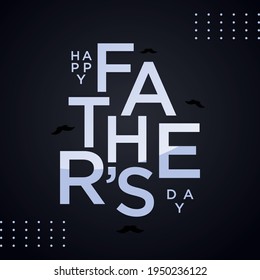 Feliz Día del Padre Signo de texto negrita de tipografía. Feliz Día del Padre Ilustración vectorial de tarjeta de saludo con gradiente de fondo negro