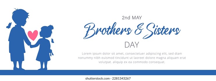 happy day brothers and sisters. May 2. brothers and sisters day celebration modern minimalist design. boys and girls. little boy silhouette