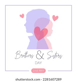 happy day brothers and sisters. May 2. brothers and sisters day celebration modern minimalist design. boys and girls. little boy silhouette