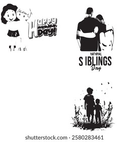 happy day brothers and sisters. May 2. brothers and sisters day celebration modern minimalist design. boys and girls. little boy silhouette national sibling day