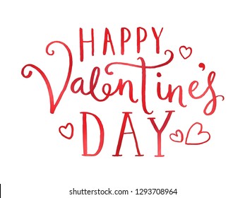 HAPPY VALENTINE’S DAY brush calligraphy red watercolor banner