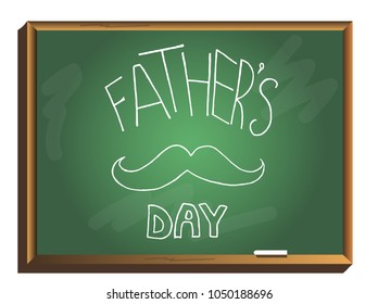 Happy Father’s Day Calligraphy greeting card on chalkboard. Hand Drawn Vector illustration.
