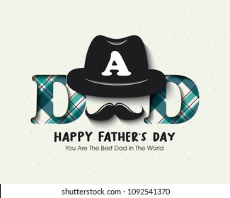 Happy Father’s Day Calligraphy greeting card. Vector illustration.