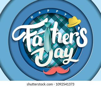 Happy Father’s Day Calligraphy greeting card. Vector illustration.