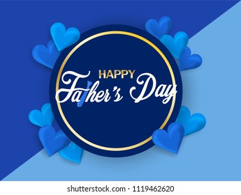 Happy Father’s Day Calligraphy greeting card. with Heart background. light and shadow . Vector.