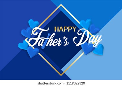 Happy Father’s Day Calligraphy greeting card. with Heart background. light and shadow . Vector.