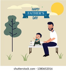 Happy Father’s Day Calligraphy greeting card. Vector illustration. - Vector