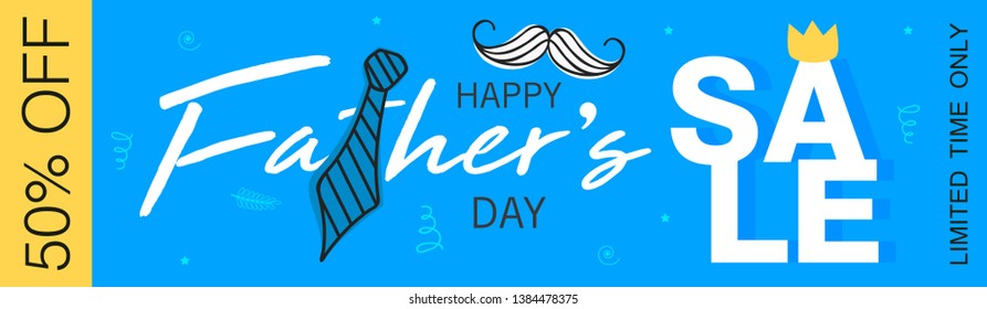 Happy Father’s Day Calligraphy greeting card with sale and fathers day text . Vector illustration. - Vector