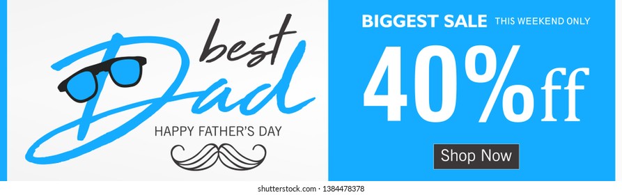 Happy Father’s Day Calligraphy greeting card with sale and fathers day text . Vector illustration. - Vector