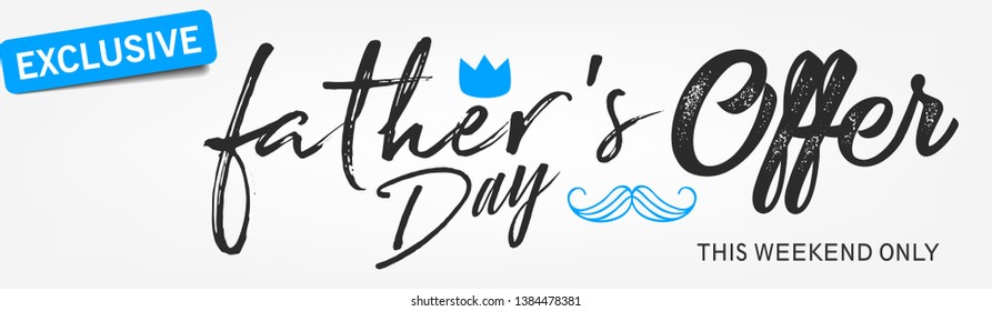 Happy Father’s Day Calligraphy greeting card with sale and fathers day text . Vector illustration. - Vector