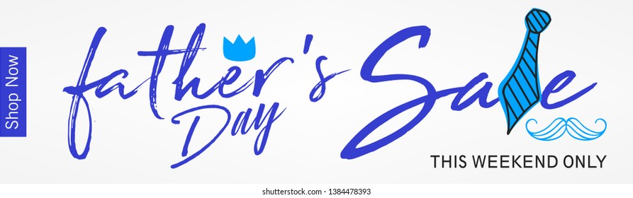 Happy Father’s Day Calligraphy greeting card with sale and fathers day text . Vector illustration. - Vector