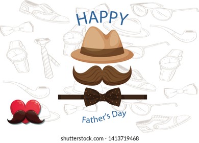 Happy Father’s Day Calligraphy greeting card image. Vector illustration. - Vector