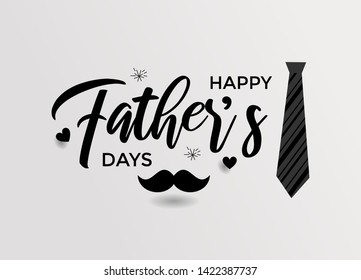 Happy Father’s Day Calligraphy greeting card with black and white colour. Vector illustration