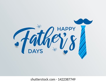 Happy Father’s Day Calligraphy greeting card with blue colour. Vector illustration