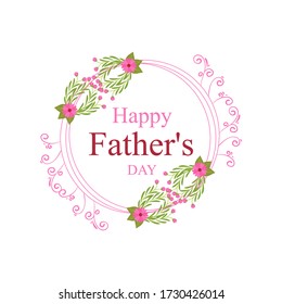 Happy Father’s Day Calligraphy greeting card. Vector illustration with flower
