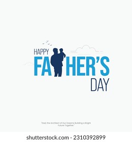 Happy Father’s Day Calligraphy greeting card with father and son silhouette. Vector illustration.