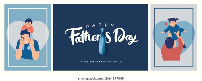 Happy Father’s Day Calligraphy greeting card. Vector illustration.