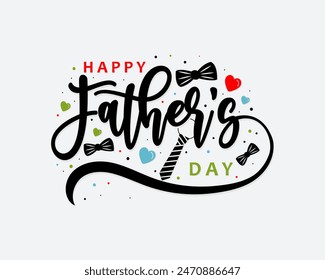 Happy Father’s Day Calligraphy greeting card. Concept for Father's Day with elegant handwritten lettering and moustache. Vector illustration.