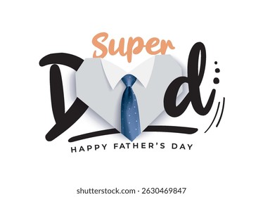 Happy Father’s Day Calligraphy greeting card. Father and child love. Vector background for banner, poster, illustration.