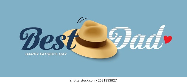 Happy Father’s Day Calligraphy greeting card. Father and child love. Vector background for banner, poster, illustration.