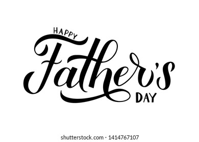 Happy Father’s Day calligraphy hand lettering isolated on white. Father day celebration typography poster. Easy to edit vector template for banner, greeting card, flyer, postcard, party invitation.