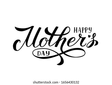 Happy Mother’s Day calligraphy lettering isolated on white. Mothers day typography poster. Easy to edit vector element of design for party invitations, greeting cards, tags, flyers, etc.