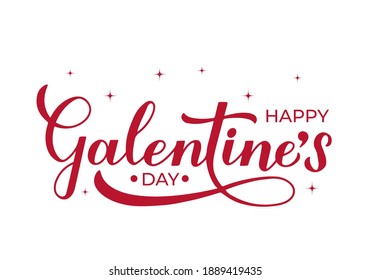 Happy Galentine’s Day calligraphy lettering isolated on white. Non official holiday for girls.  Vector template for greeting card poster, postcard, flyer, banner, sticker, t shirt, etc.