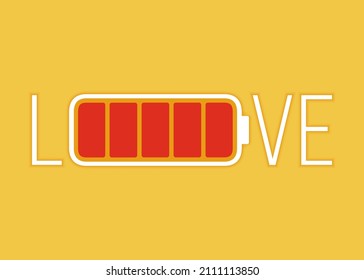 Happy Valentine’s Day Card Background With Battery Flat Design. Design Element Can Be Used For Backdrop, Wallpaper, Postcard, Greeting Card, Brochure, Banner, Vector Illustration