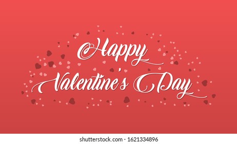 Happy Valentine’s day card background with hearts in red. Gradient background