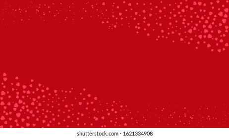 Happy Valentine’s day card background with hearts in red background