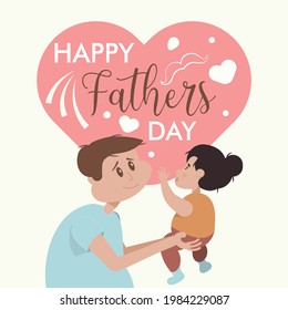 Happy father’s day card. Cute little girl with her father, greeting card? poster, Father's day concept, Concept design for banner, greeting card, t-shirt, print, poster. Vector illustration