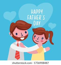 happy father´s day card with family cartoon and son at home. vector illustration