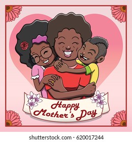 Happy Mother’s Day Card -Family. Vector file contains gradient and transparency effects. Outline and color separated in different layers for easier editing.