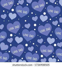 Happy Father´s Day Card With Hearts And Dots Background Pattern. Vector Illustration