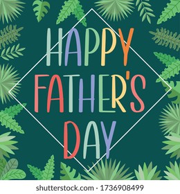 happy father´s day card with leaves cartoons. vector illustration
