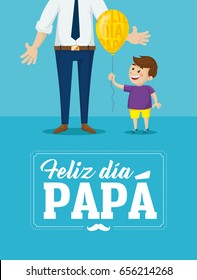 Happy Father’s day card. Message in Spanish: Feliz día papá.