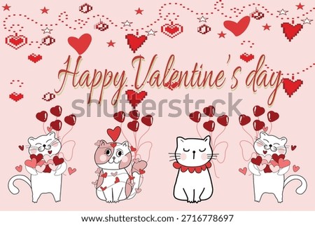 Happy Valentine’s Day Cat Illustration 