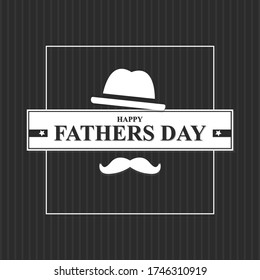 Happy Father’s Day classical design with mustache, hat. Vector illustration