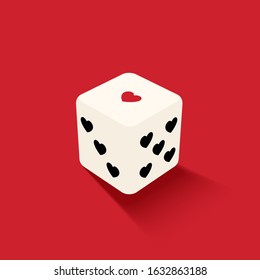 Happy valentine’s day concept decorative with heart and dice. Graphic design element can be used for poster, backdrop, publication, brochure, banner, vector illustration